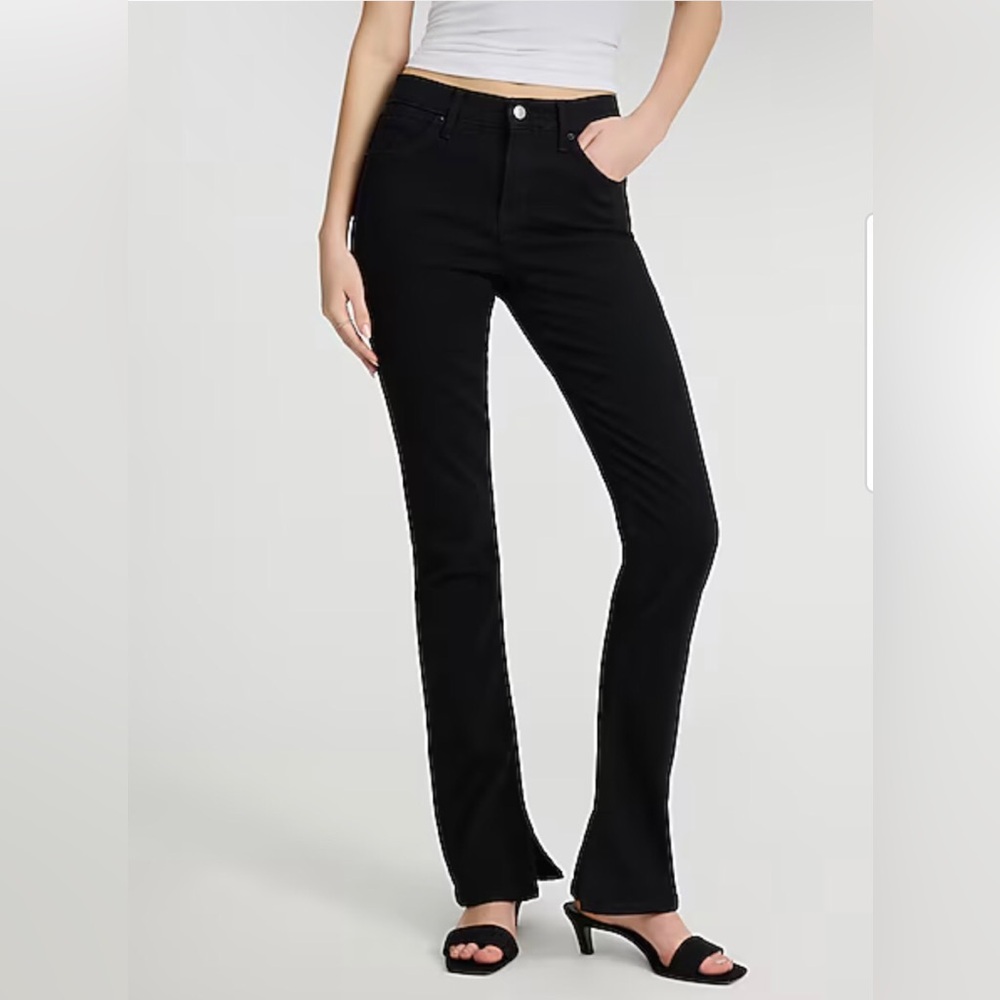 Express Skyscraper Stay Black Mid Rise Front Vent Jeans Size 0S NWOT